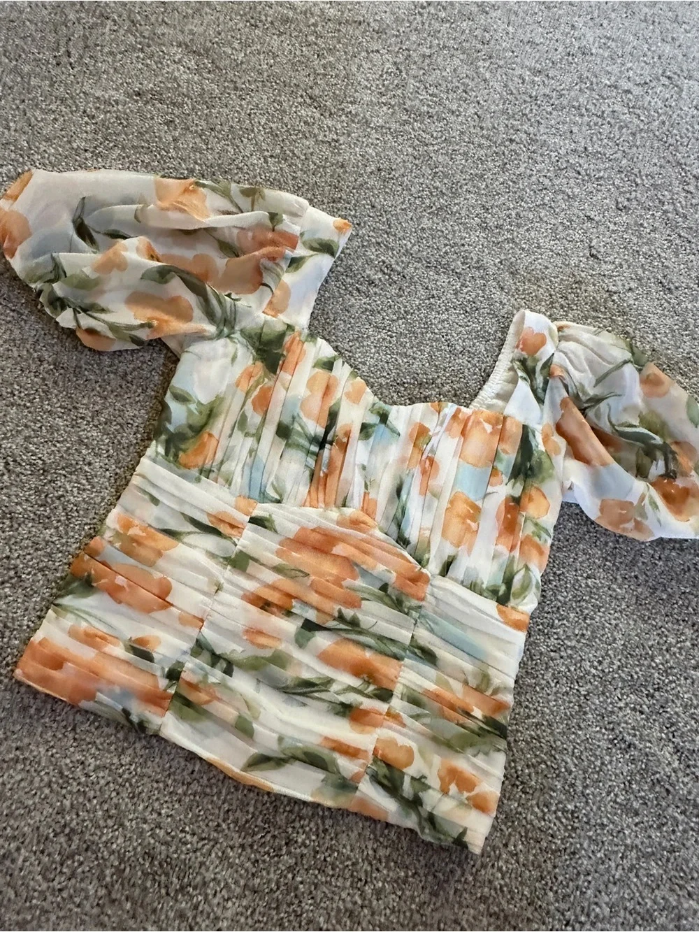 Abercrombie Women's Cream Floral Puff-Sleeve Top